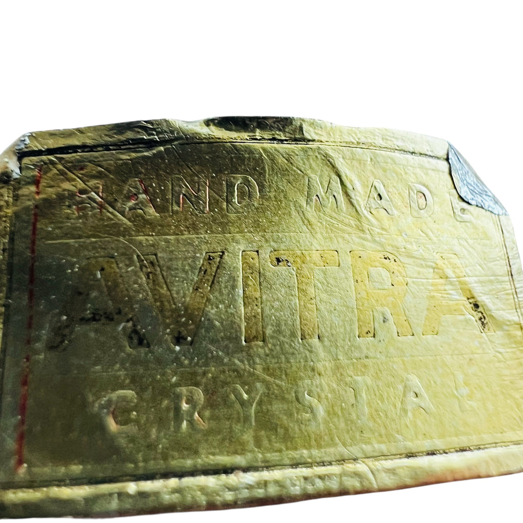 Vintage Set Of 2 Avitrah Cranberry Crystal Wine Glasses