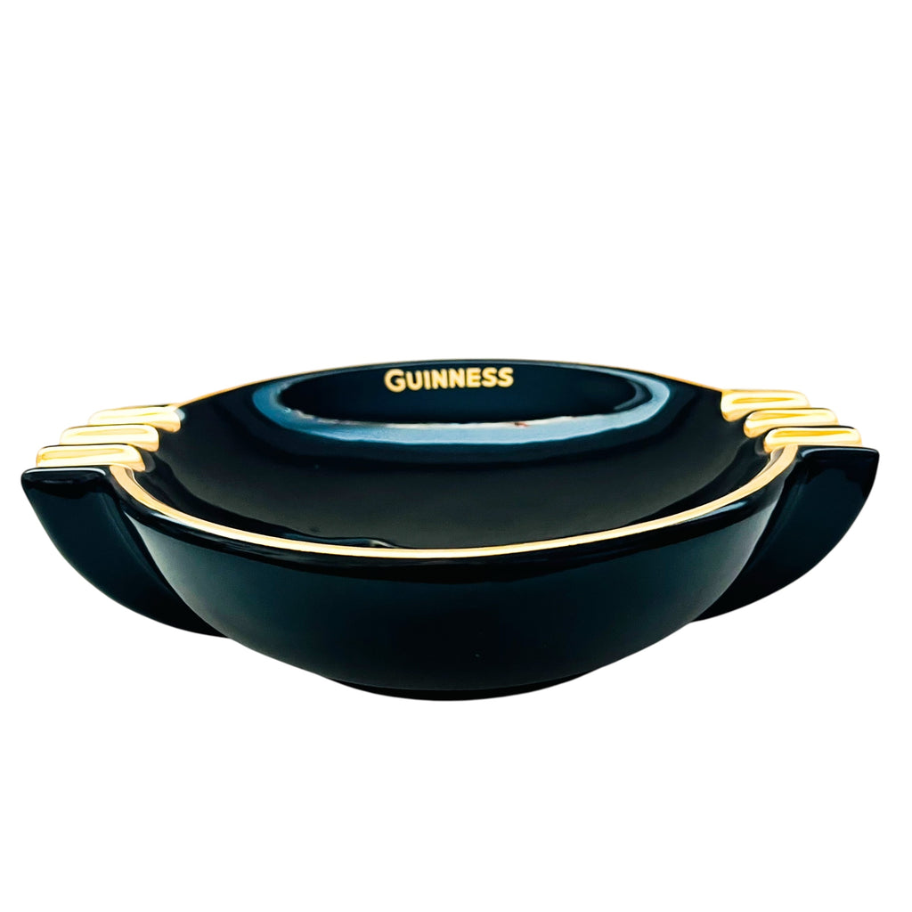 Vintage Guinness Arklow Pottery Black and Gold Ashtray