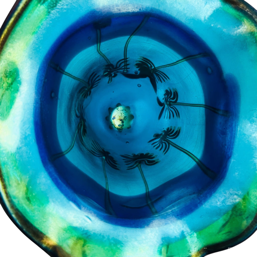 Vintage Carl Radke Art Glass Hand Blown Palm Trees Lamp Shade