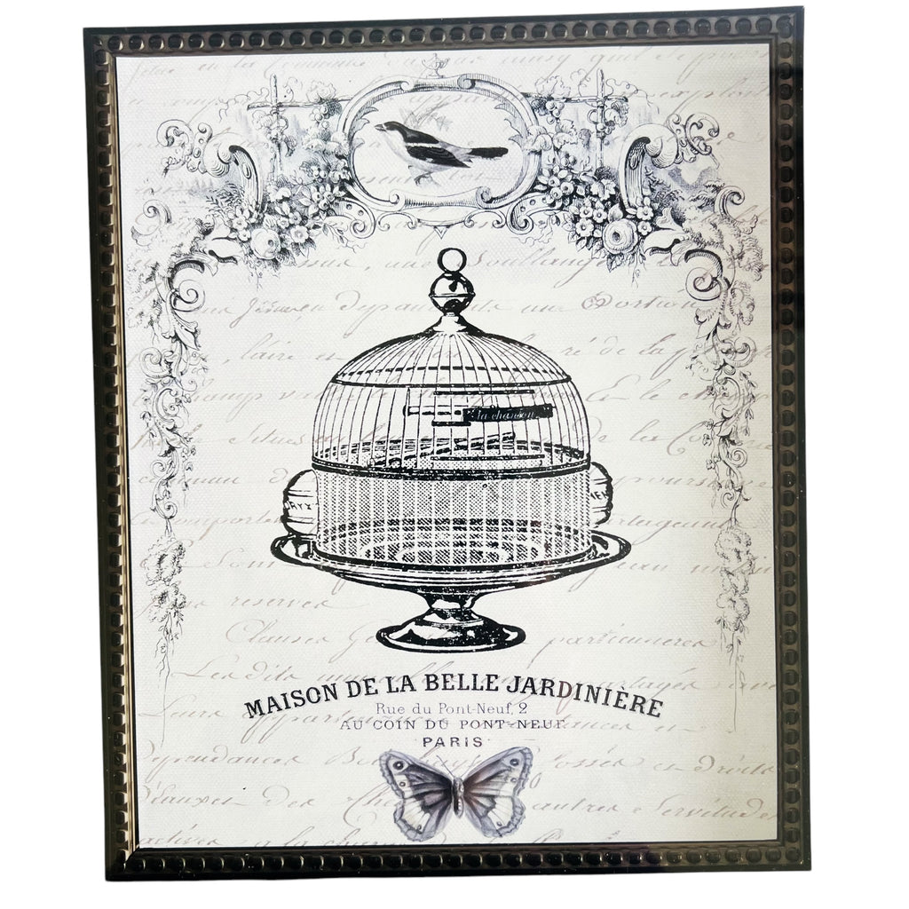 French Birdcage Mason De La Belle Butterfly Bird Paris Mirror Decorative Frame