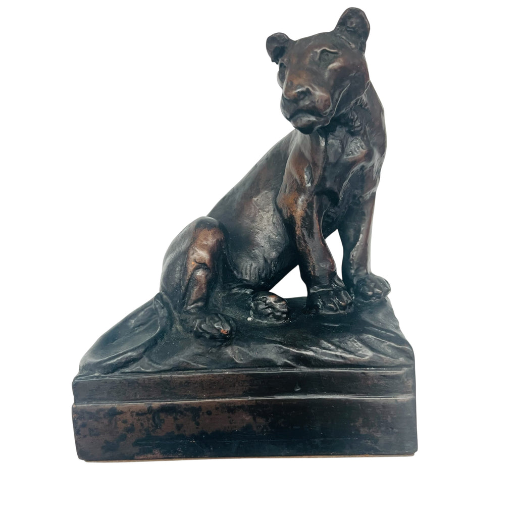 Marion Bronze Lion Lioness Statue Sculpture Book End