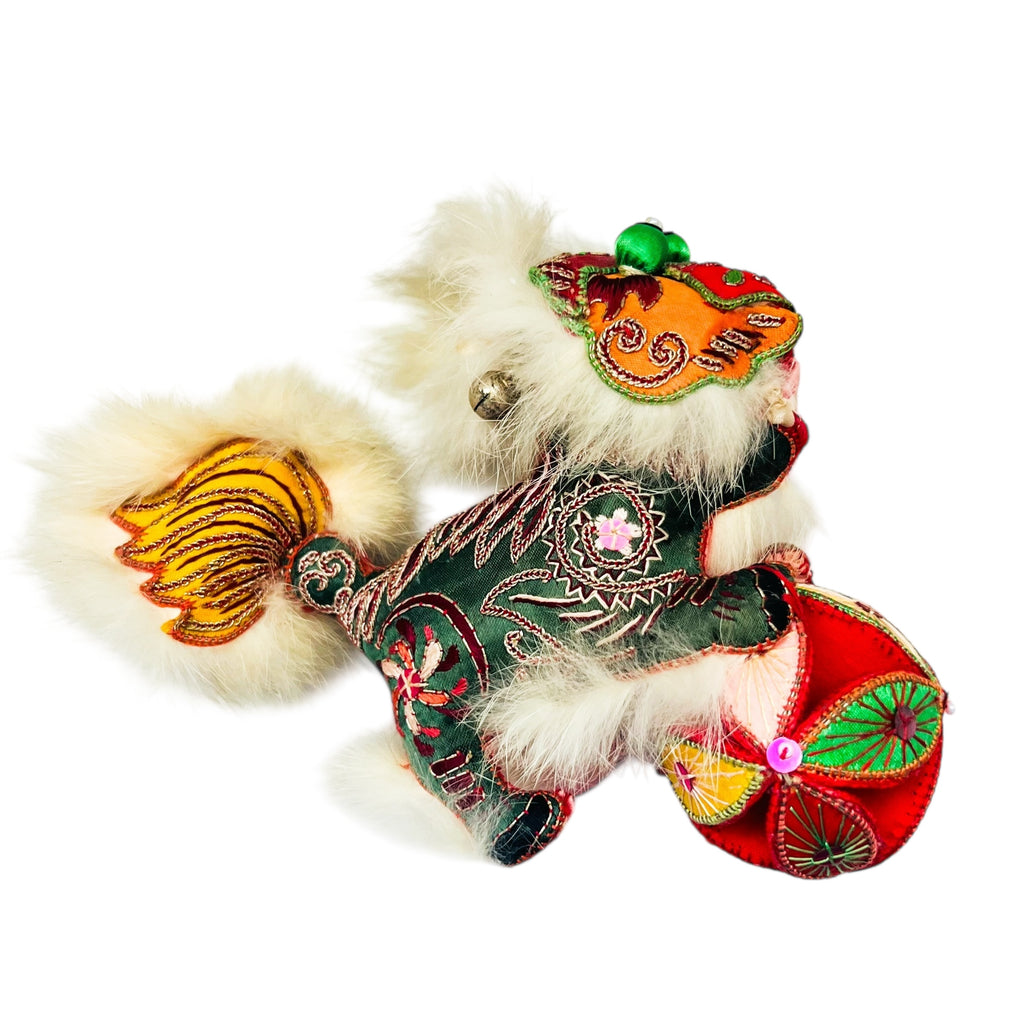 Vintage Chinese Dragon Doll Head and Tail Fabric w/Bell
