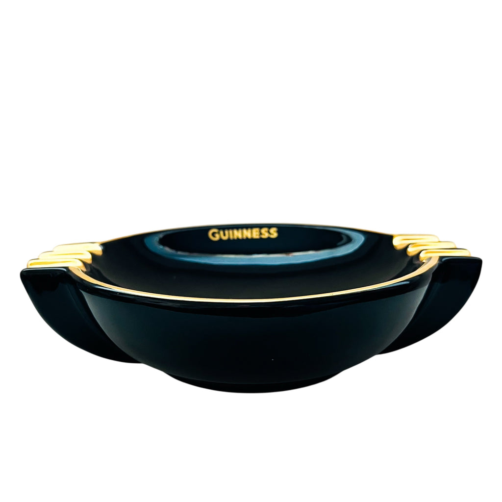 Vintage Guinness Arklow Pottery Black and Gold Ashtray