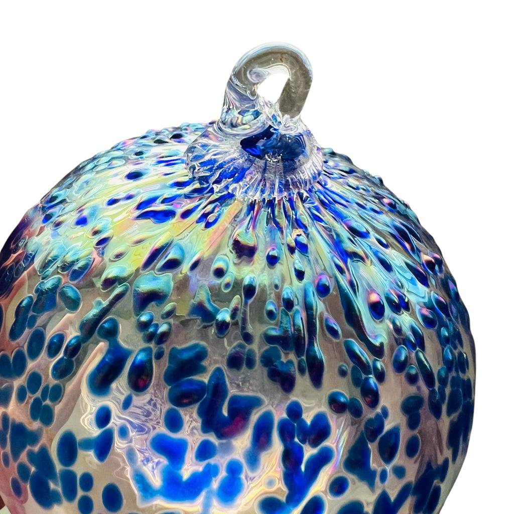 Studio Art Glass Tom Stoenner Hand Blown Lapis Globe Ornament