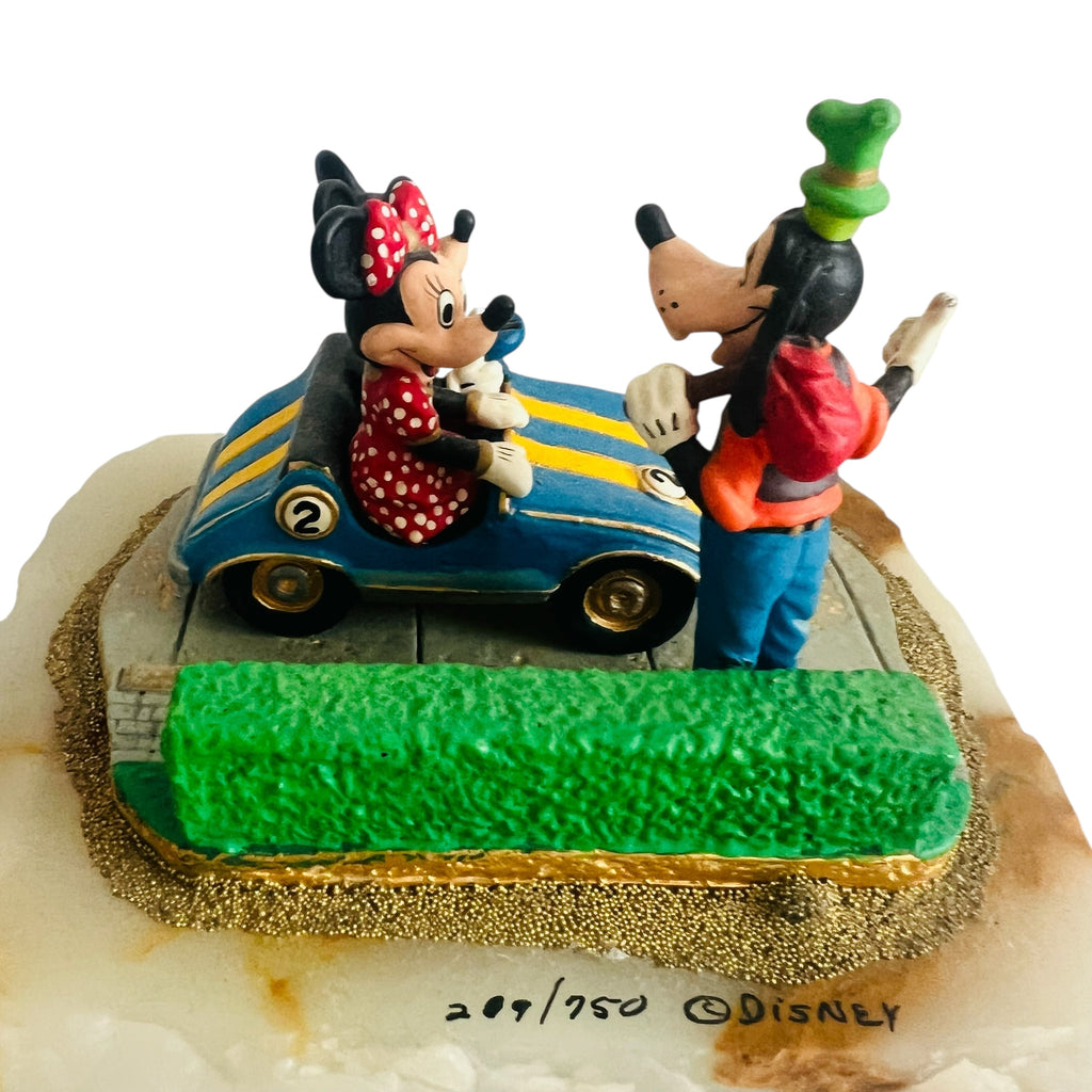 Vintage Walt Disney Company Ron Lee Mickey Minnie Mouse In Car Goofy Sculpture