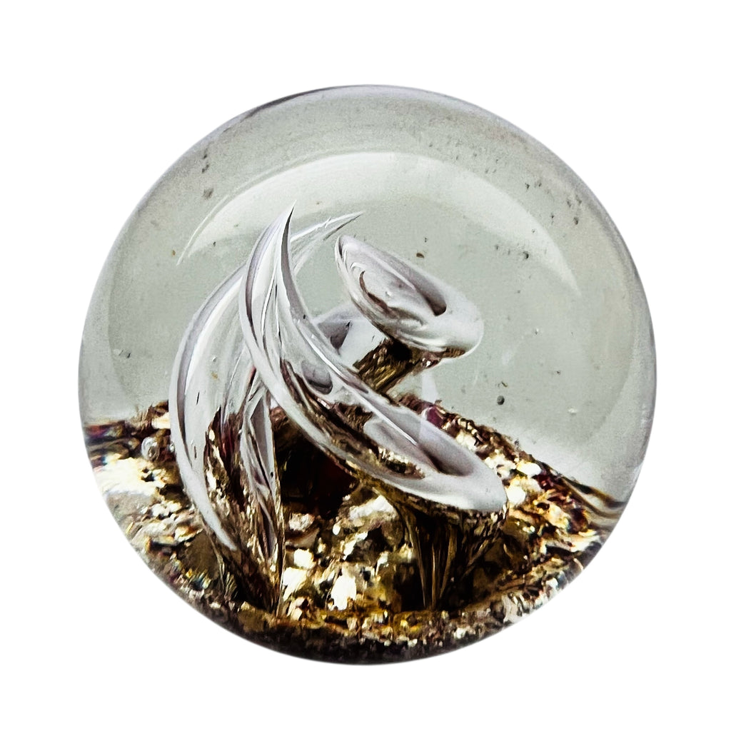 Vintage Swirl Glitter Glass Paperweight