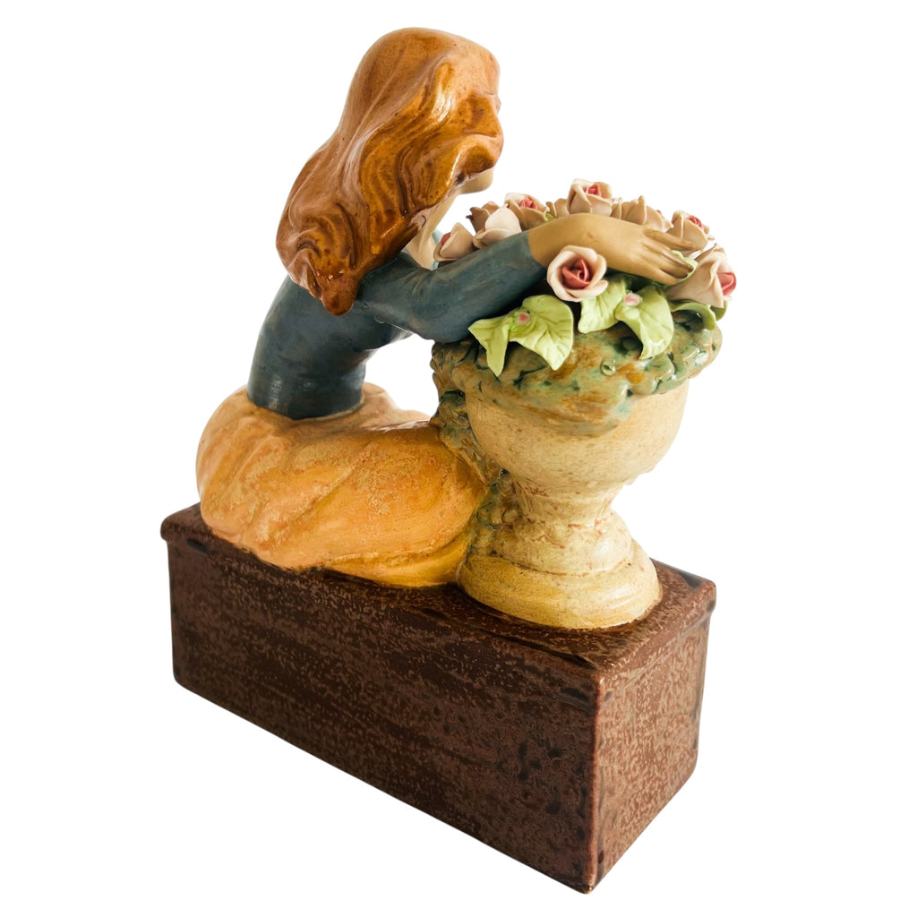 NADAL Handcrafted Porcelain Girl With Flowers Figurine