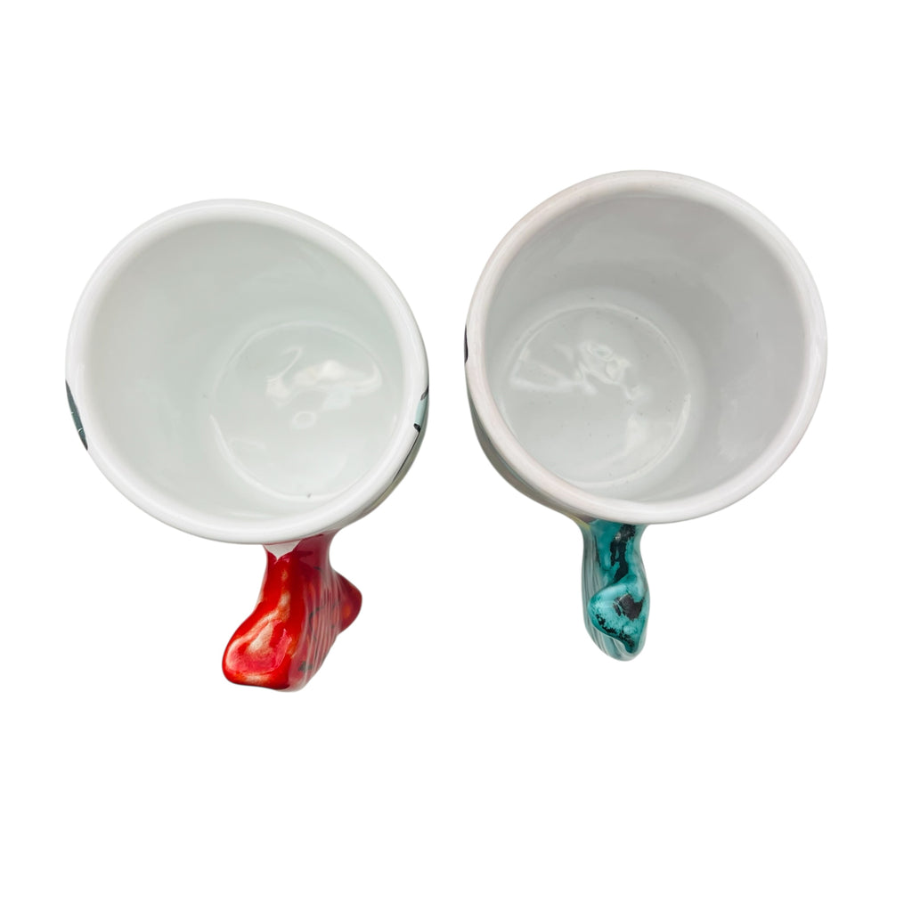 Vietri Italy Kissing Fish Tail Handle Mugs -Set of 2