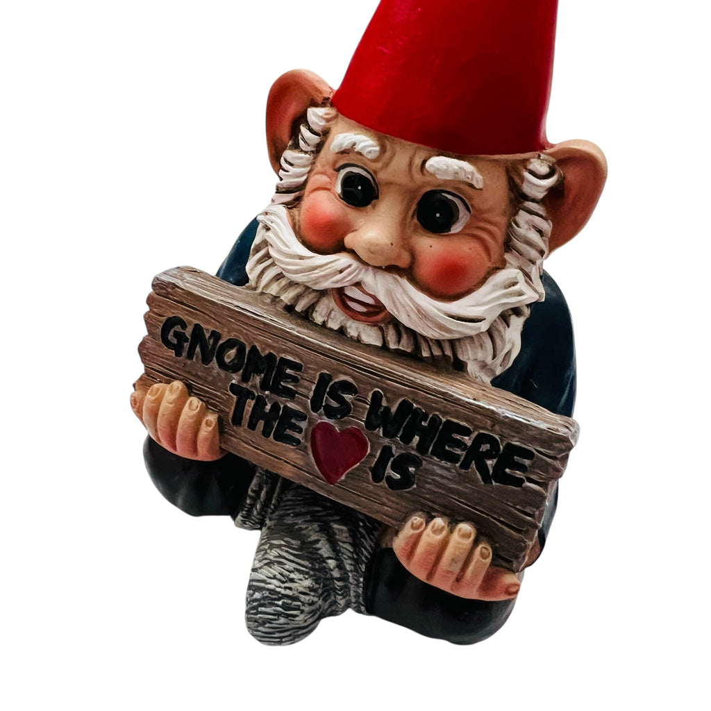 Vintage Gnome Is Where the Heart Is Red Hat Figurine