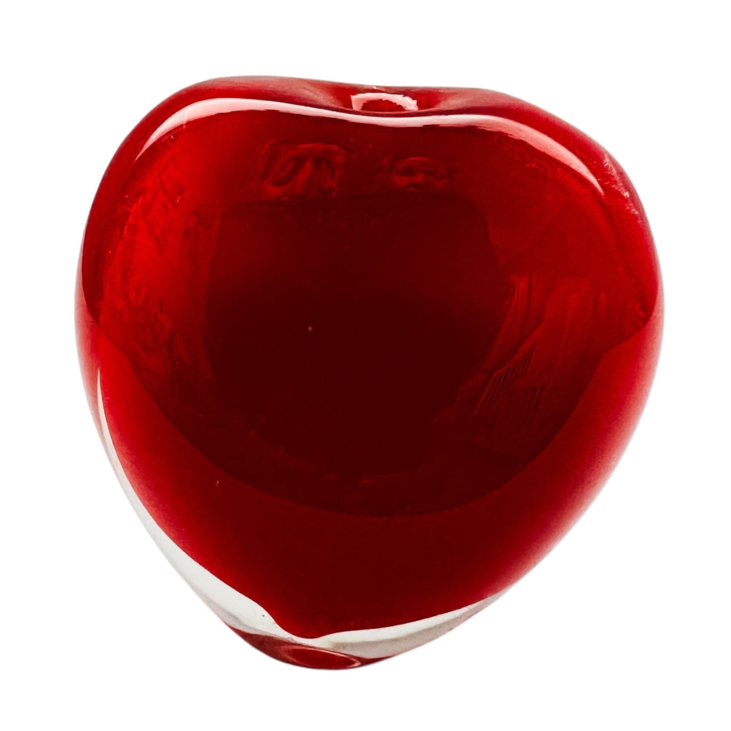 Vintage Heart Hand Blown Sommerso Method Bright Red Bud Vase