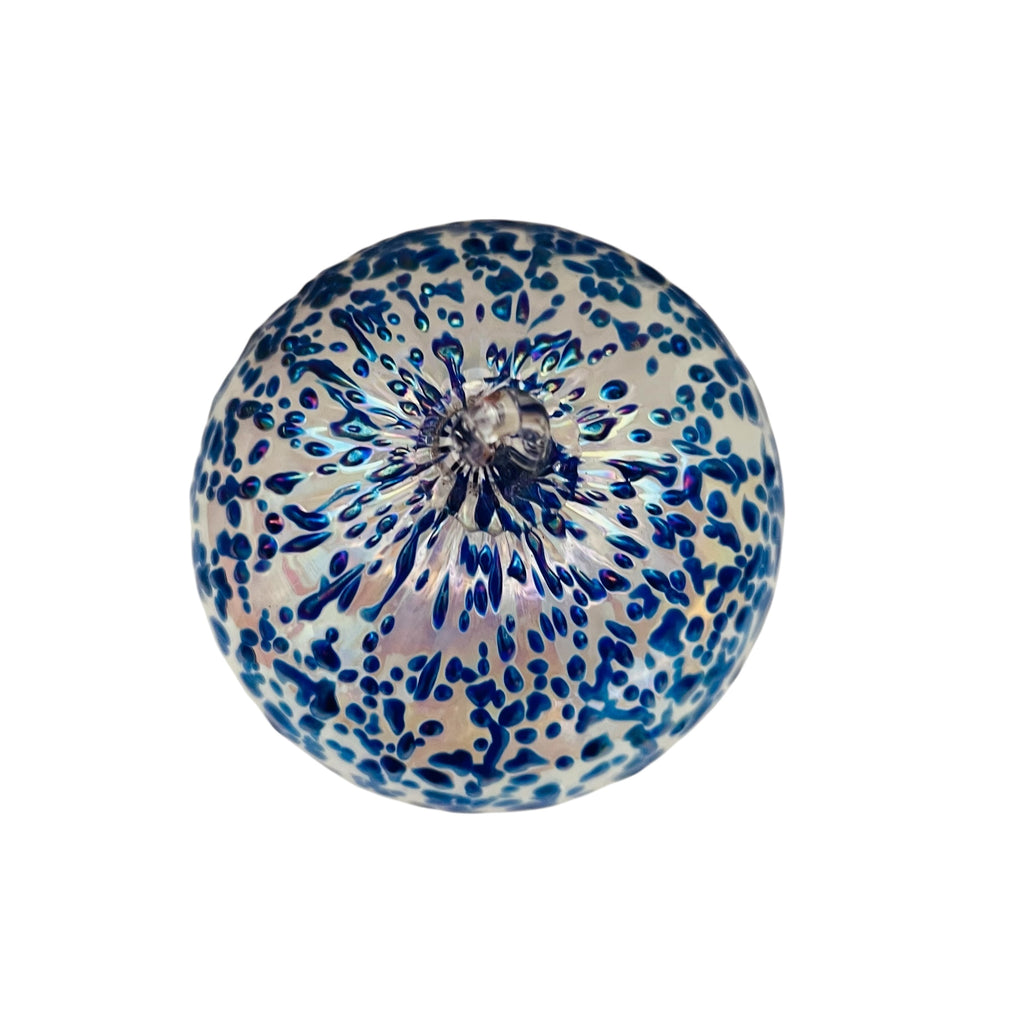 Studio Art Glass Tom Stoenner Hand Blown Lapis Globe Ornament