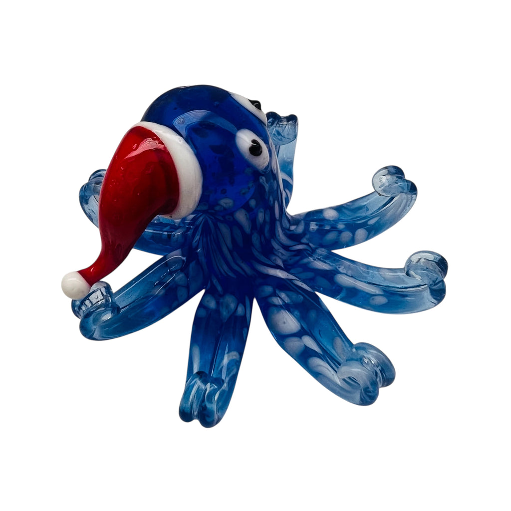 Pier 1 Imports Ocho The Octopus Santa Hat Blown Glass Christmas Figurine