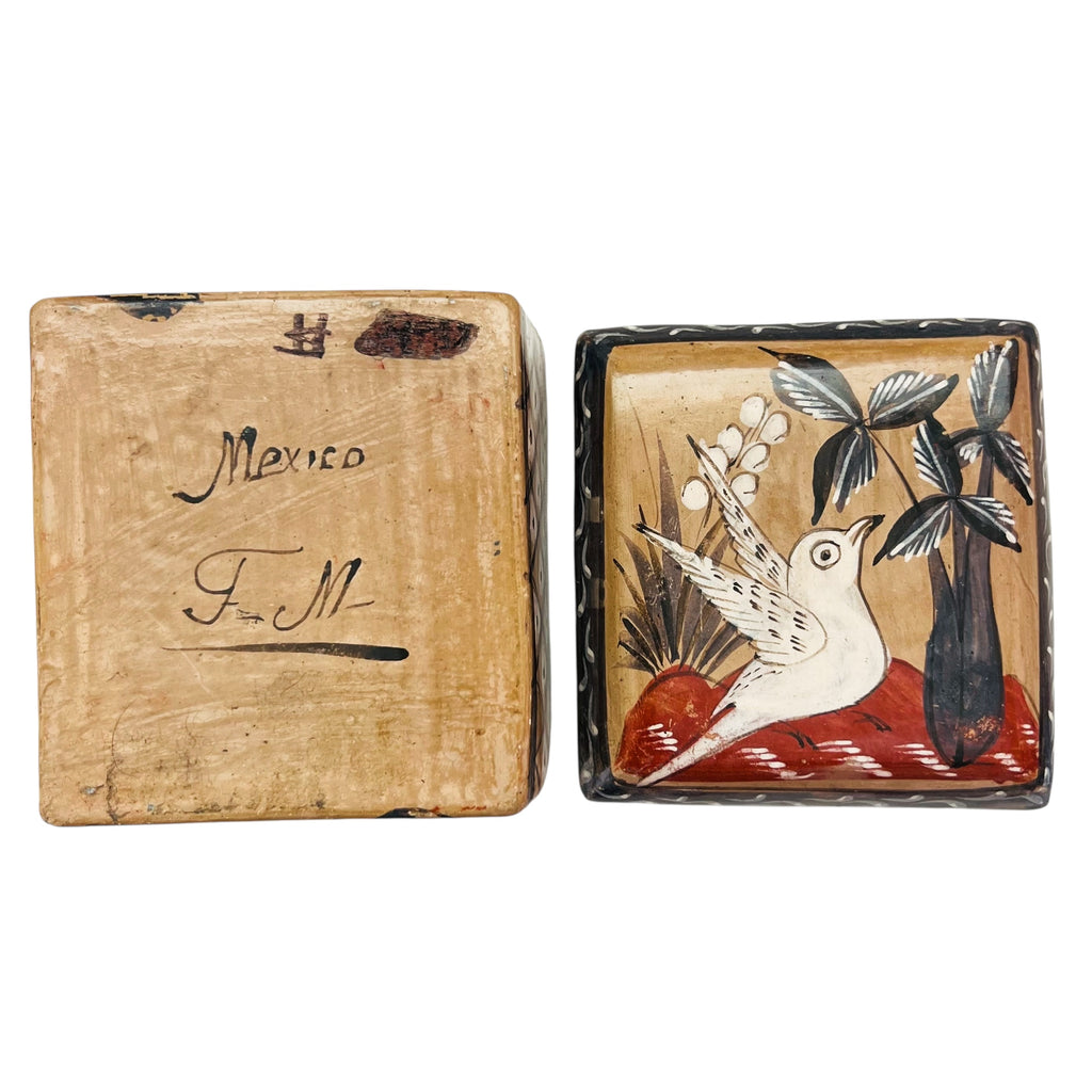 Vintate Talavera Tonala Art Pottery Hand Painted Mexico Box