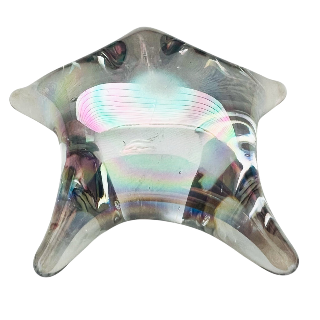 Starfish Iridescent Art Glass Nautical Beach Paperweight