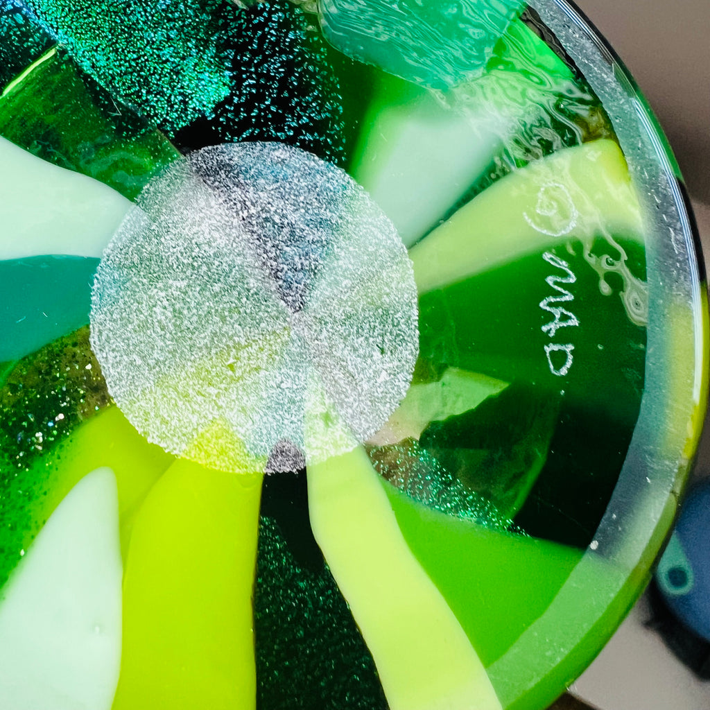 Mad Art Clear Blue Flower Cylinder Signed Vase