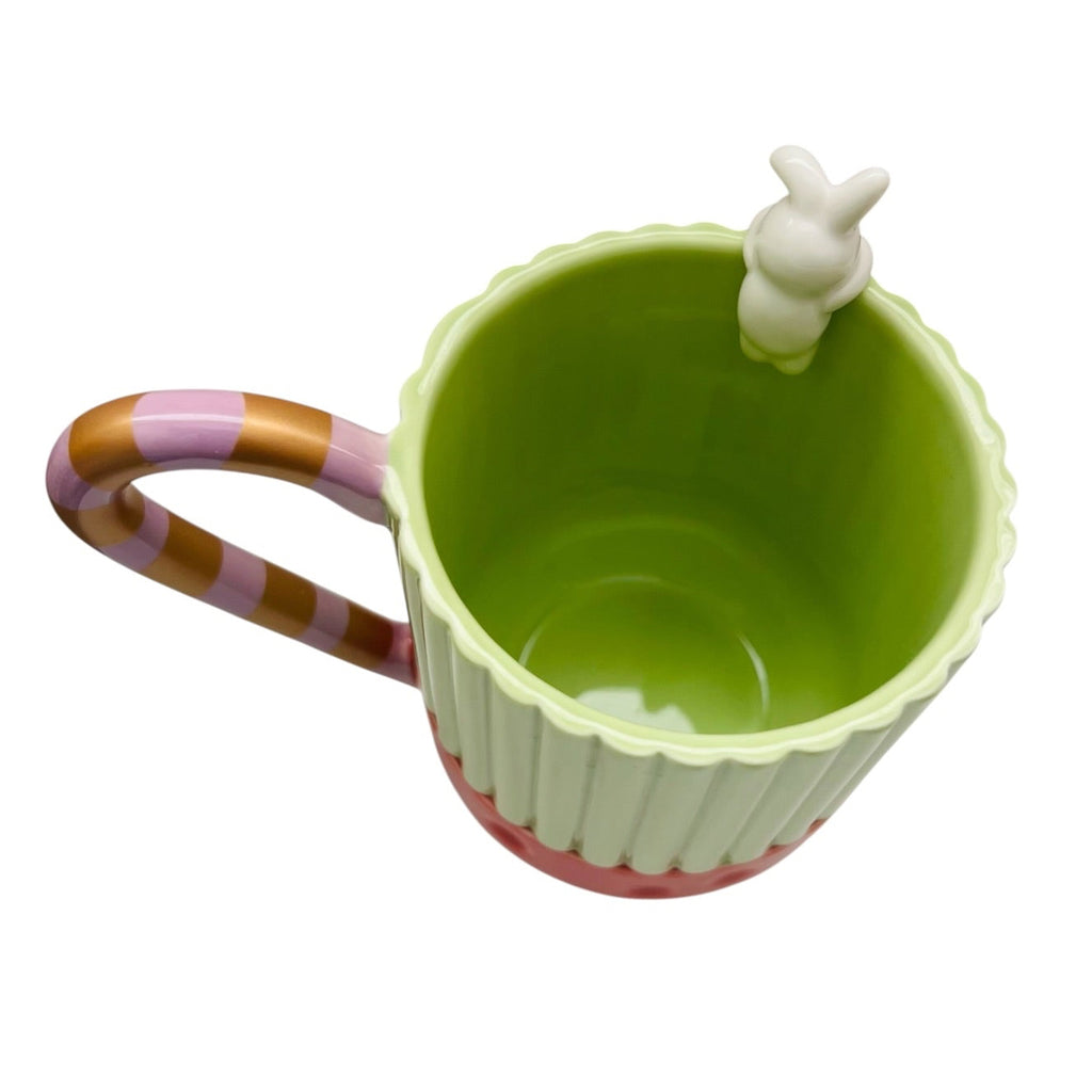 Starbucks Holiday Ceramic Bunny Mug w/ Candy Cane Handle