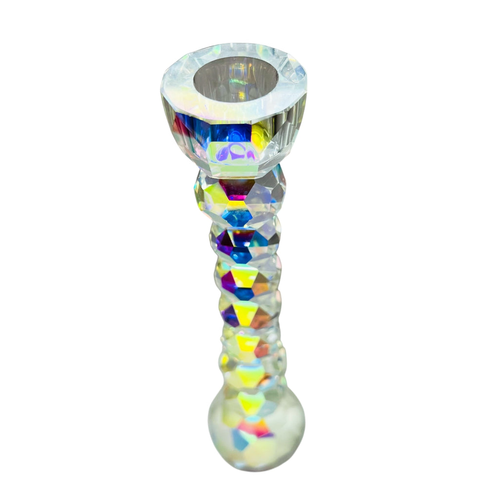 Vintage Crystal Iridescent Candle Holder