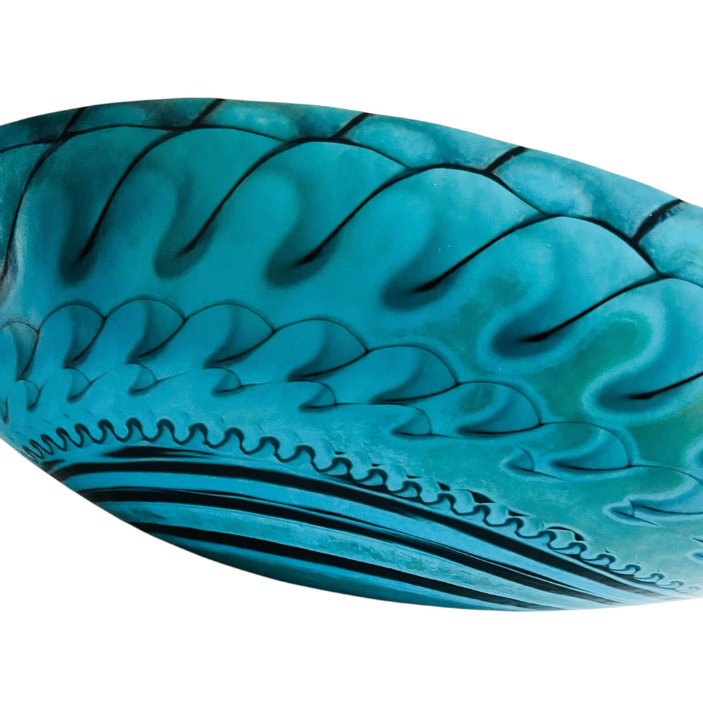 Furnace Ferro Italian Murano Sea Shell Iridescent Folded Art Glass Bowl
