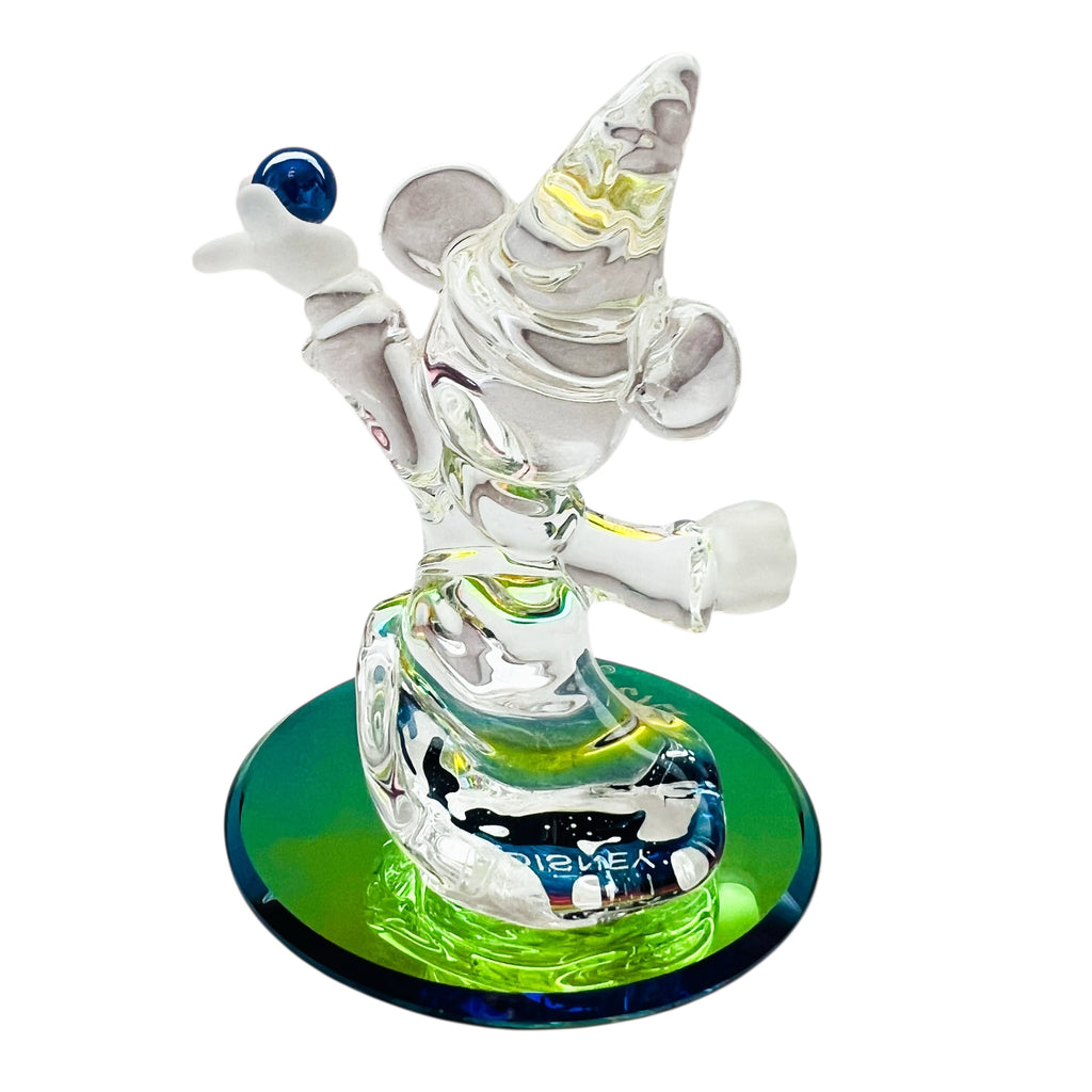 Disney Sorcerer Mickey Crystal Clear Frosted Color Changing Base Figurine