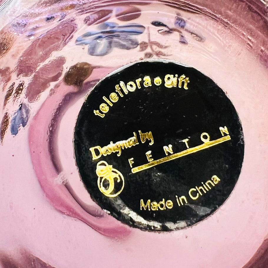 Fenton Teleflora Floral Hand Painted Ruffled Edge Vase