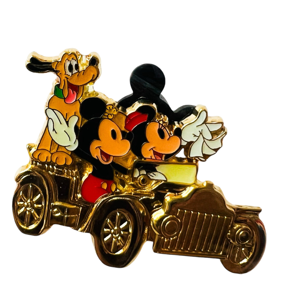 Disneyland 50th Anniversary Golden Vehicles Collection Mickey Minnie Pluto Pin