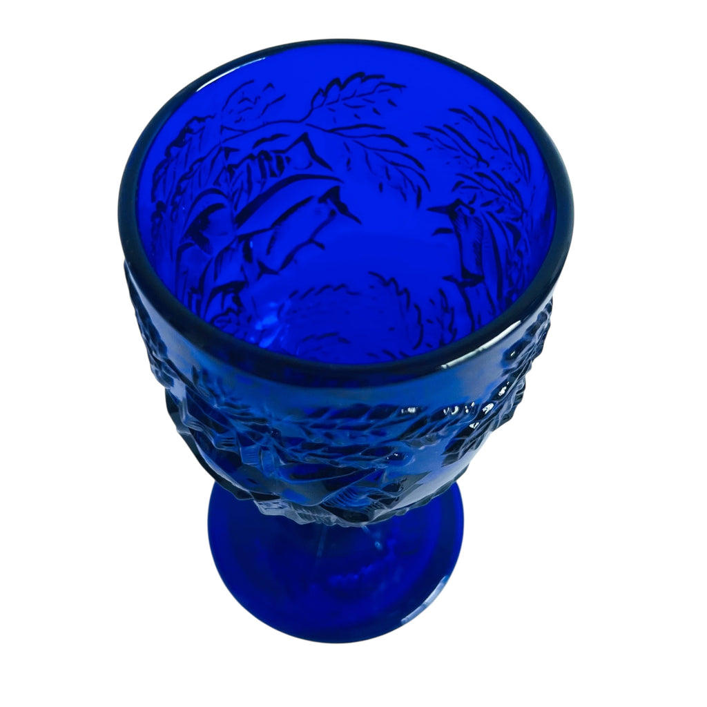 Madonna Inn Wild Rose Cobalt Blue Goblet Drinking Glass