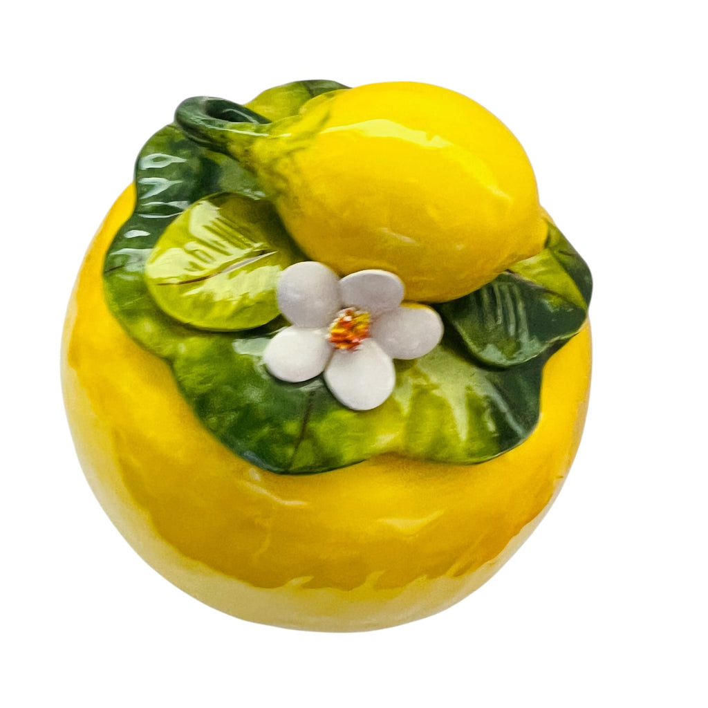 MADE ITALY ORGIA Art Handmade Ceramics Lemon Shaped Cookie Jar Decorated Lid