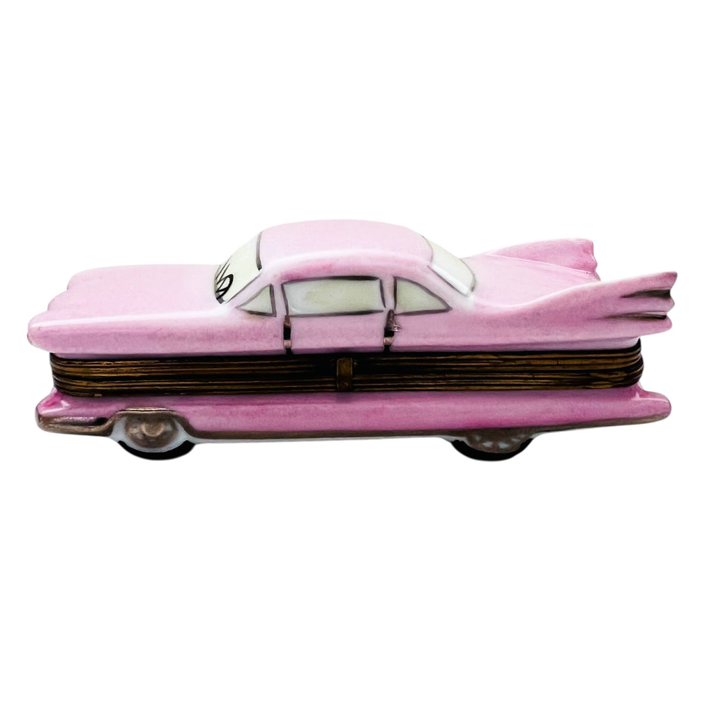 Vintage Limoges France Pink Cadillac Car Trinket Box