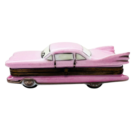 Vintage Limoges France Pink Cadillac Car Trinket Box
