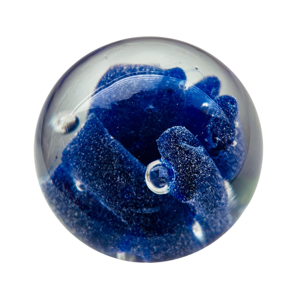 Vintage Rolf Wald Cobalt Blue Controlled Bubbles Signed Paperweight