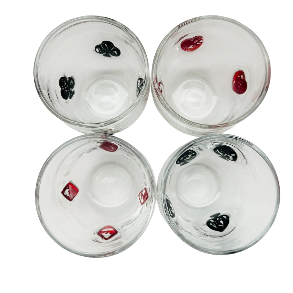 Vintage MCM Playing Card Suit Glasses Set