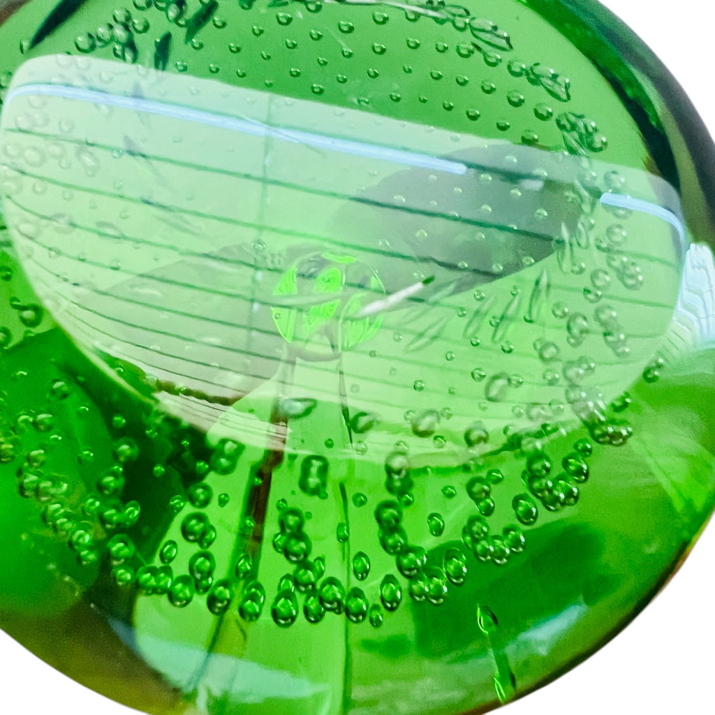 Vintage Green Apple Art Glass Paperweight