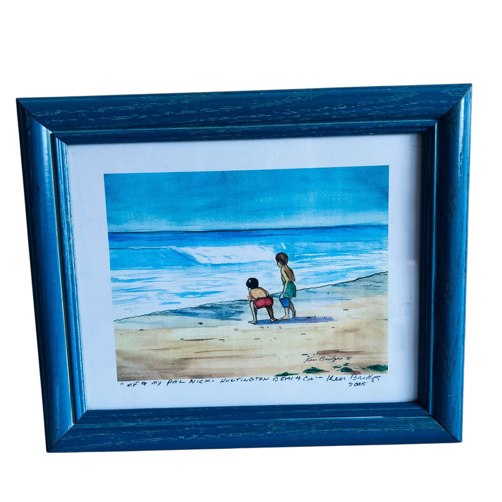 Vintage Ken Bridges Framed & Matted Framed Beach Artwork