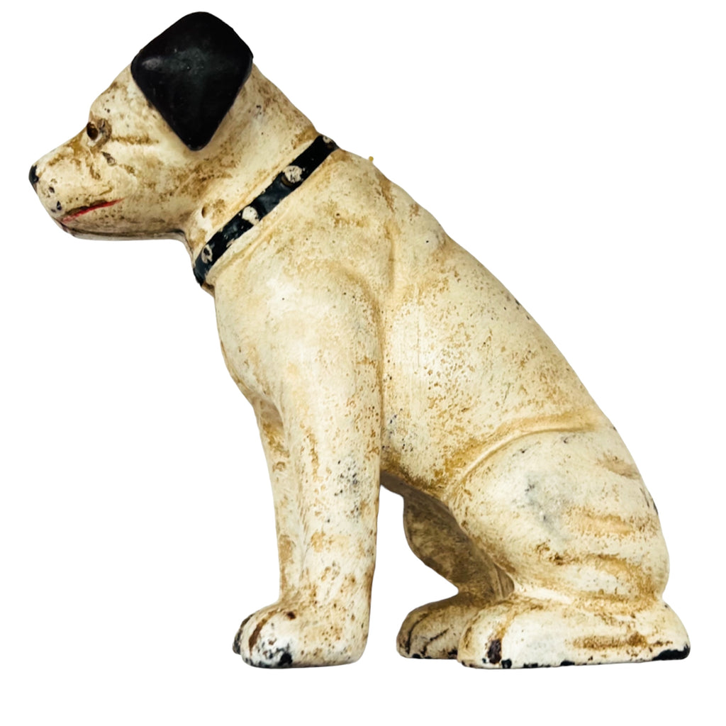 Vintage Nipper The RCA Dog w/Glass Eyes Cast Iron Coin Bank
