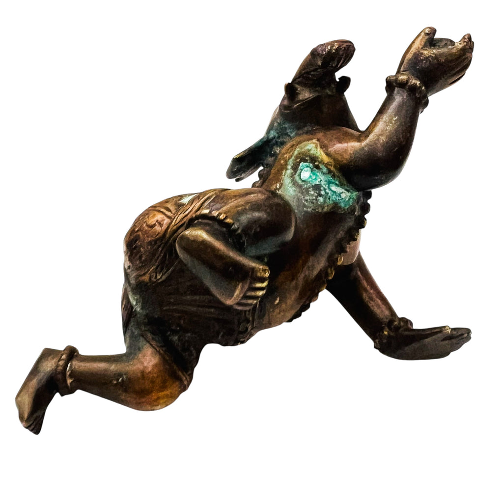 Vintage Brass Ganesh Crawling Statue Figure