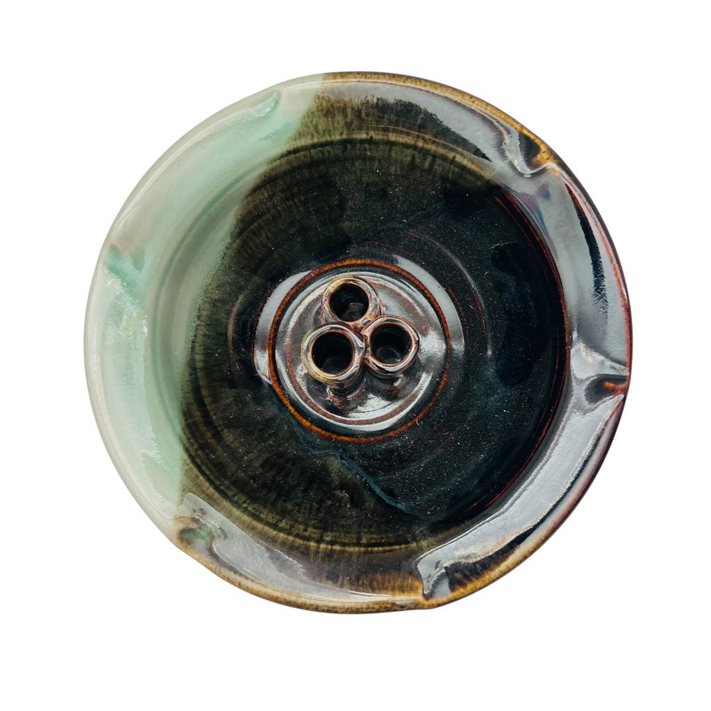 Vintage Ikebana Vase Flower Stem Pottery Bowl