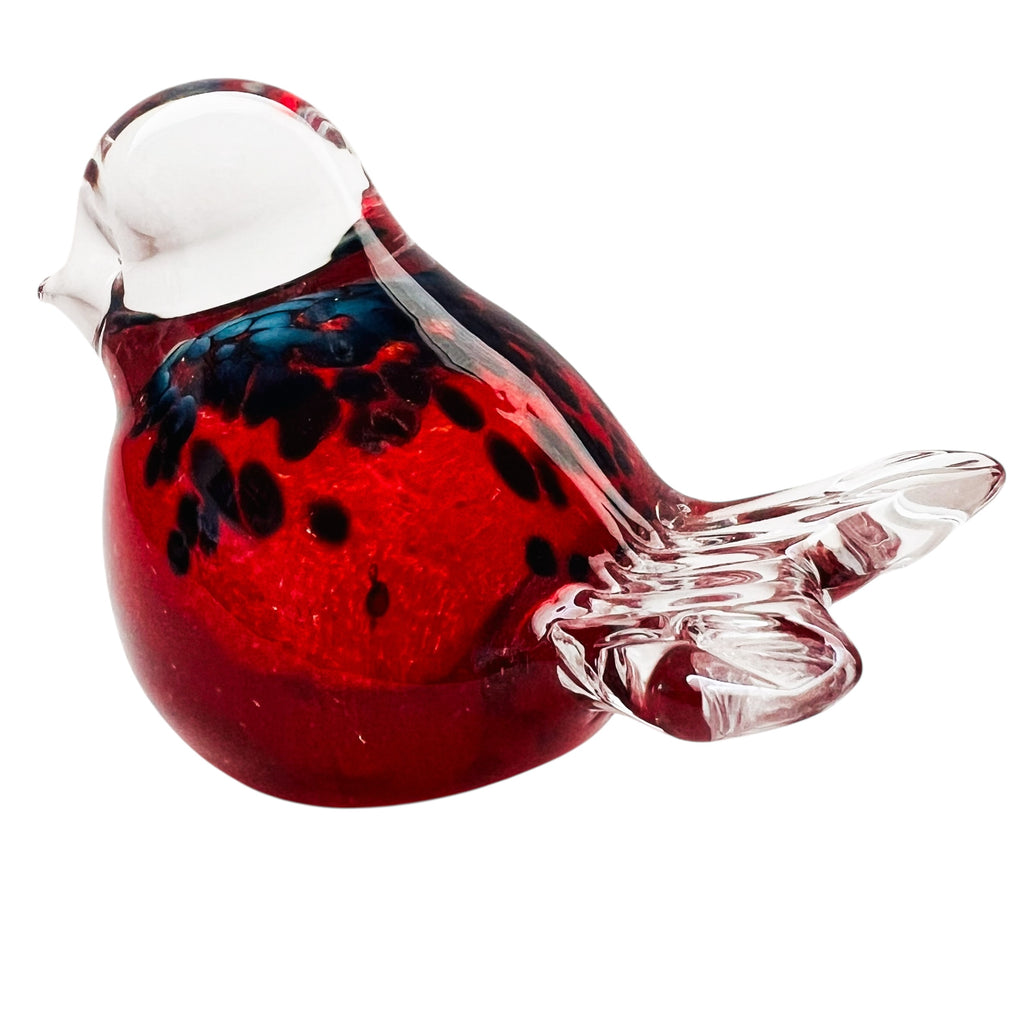 Vintage Hand Blown Studio Art Glass Bird Figurine Glass Paperweight Signed