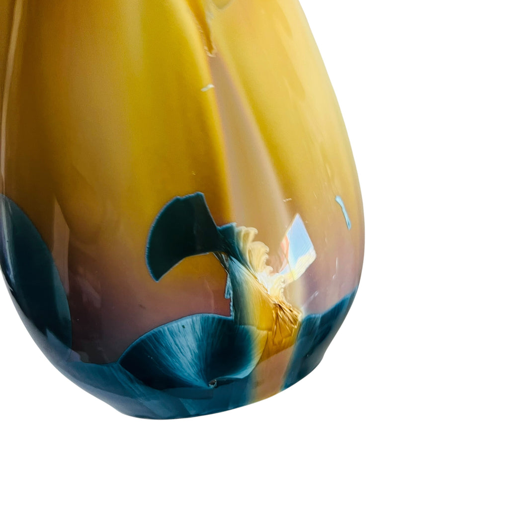 Studio Art Gloss Yellow Blue Tulip Design Vase