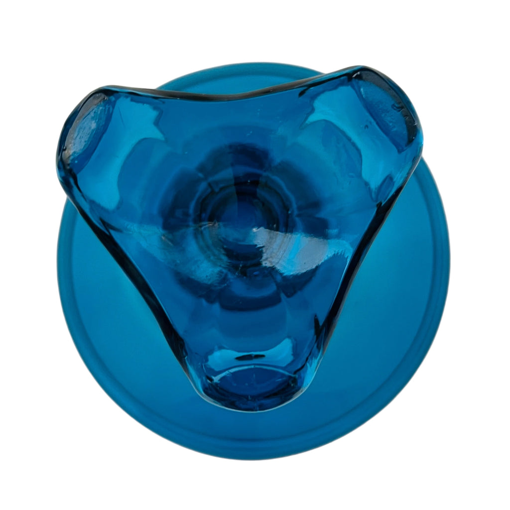 Vintage Viking Glass Bluenique Taper Candle Holder