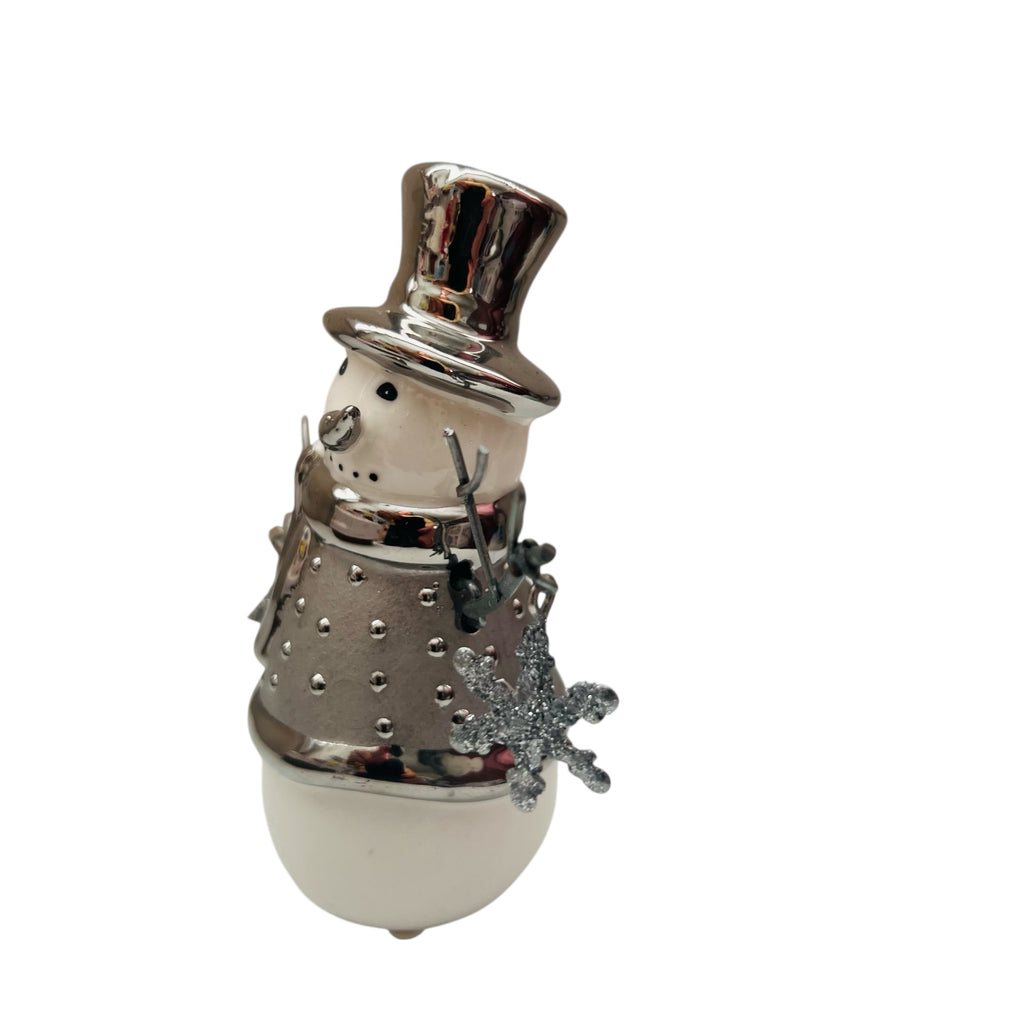 Pier 1 Santa Christmas Silver White Ceramic Figurine