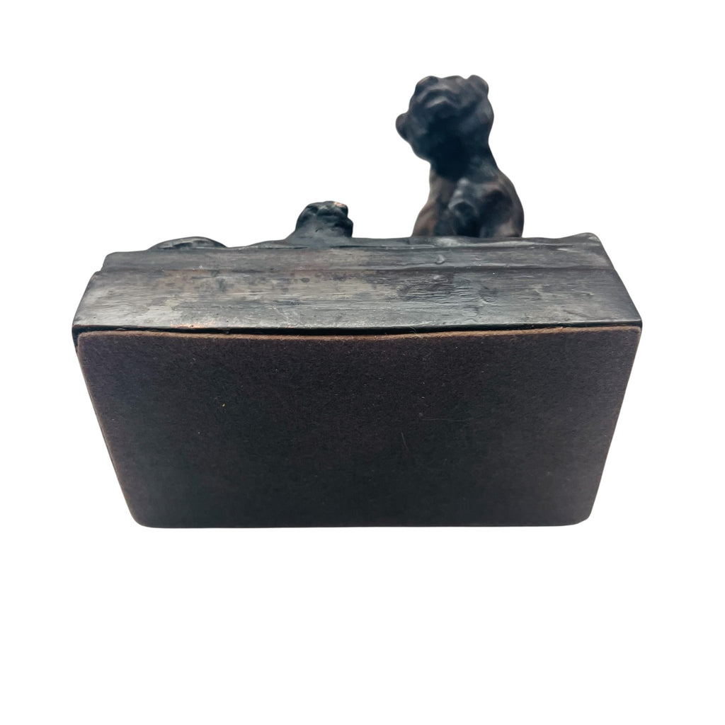 Marion Bronze Lion Lioness Statue Sculpture Book End