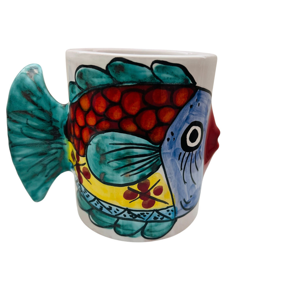 Vietri Italy Kissing Fish Tail Handle Mugs -Set of 2