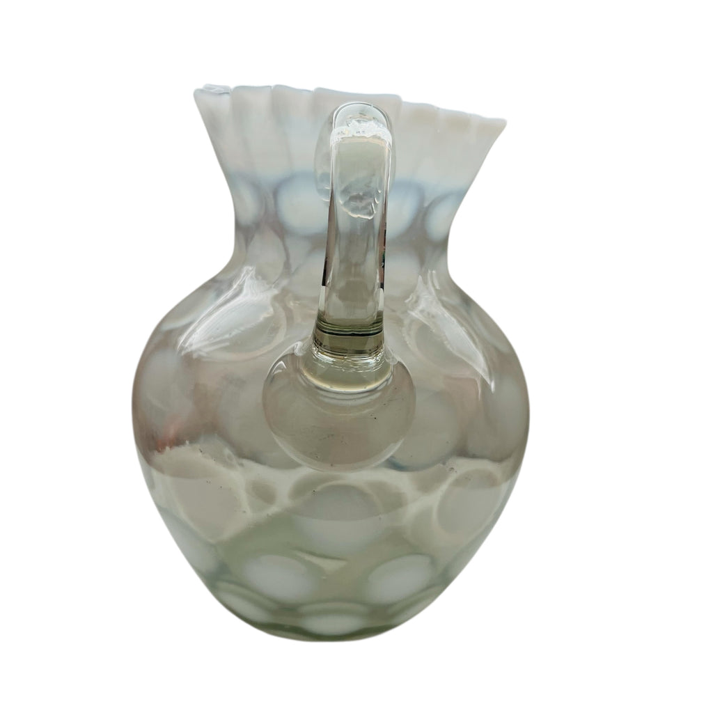 Vintage Fenton Art Glass Opalescent Large Dot Ruffled Pitcher