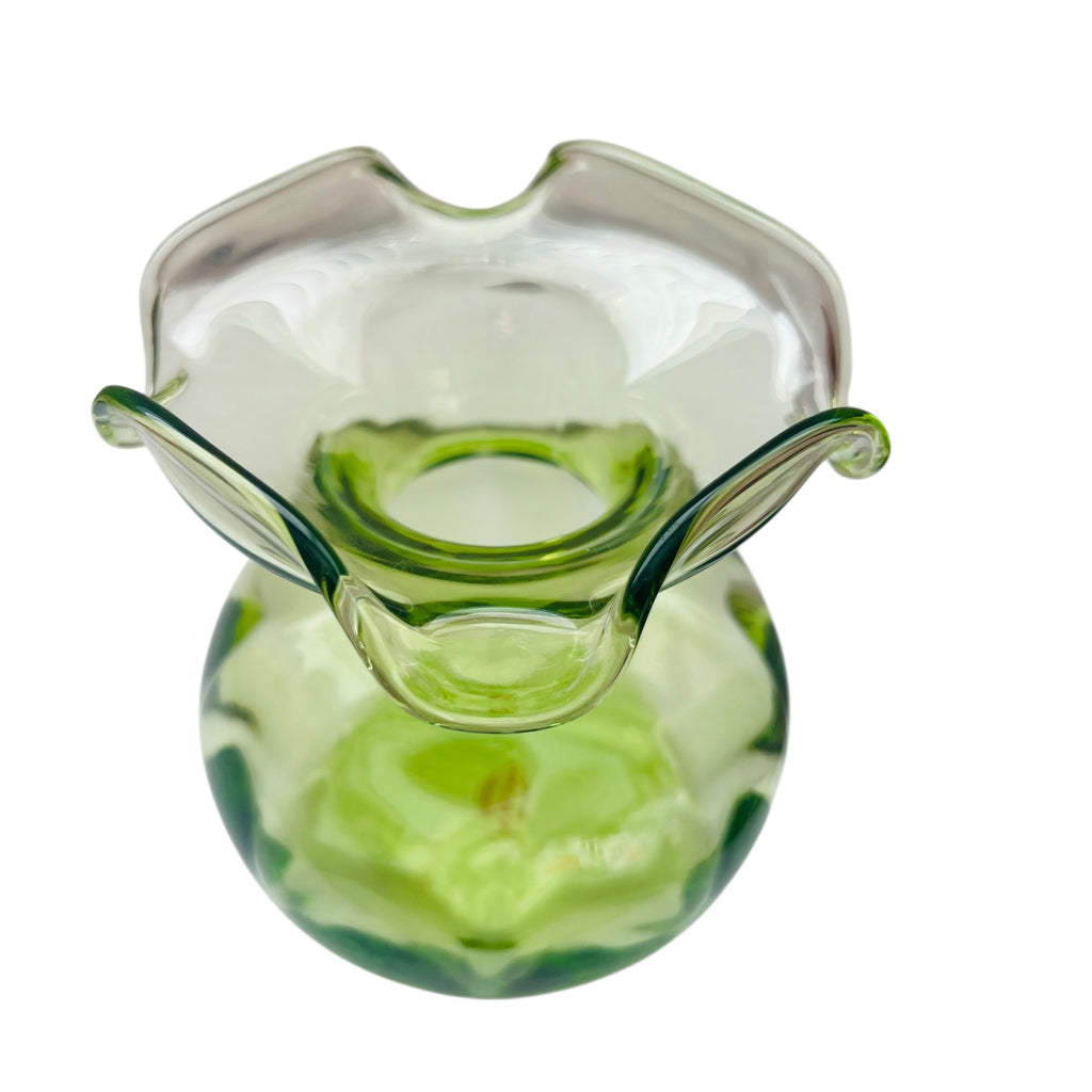 Vietri Hibiscus Green Glass Handblown Italian Art Glass Vase