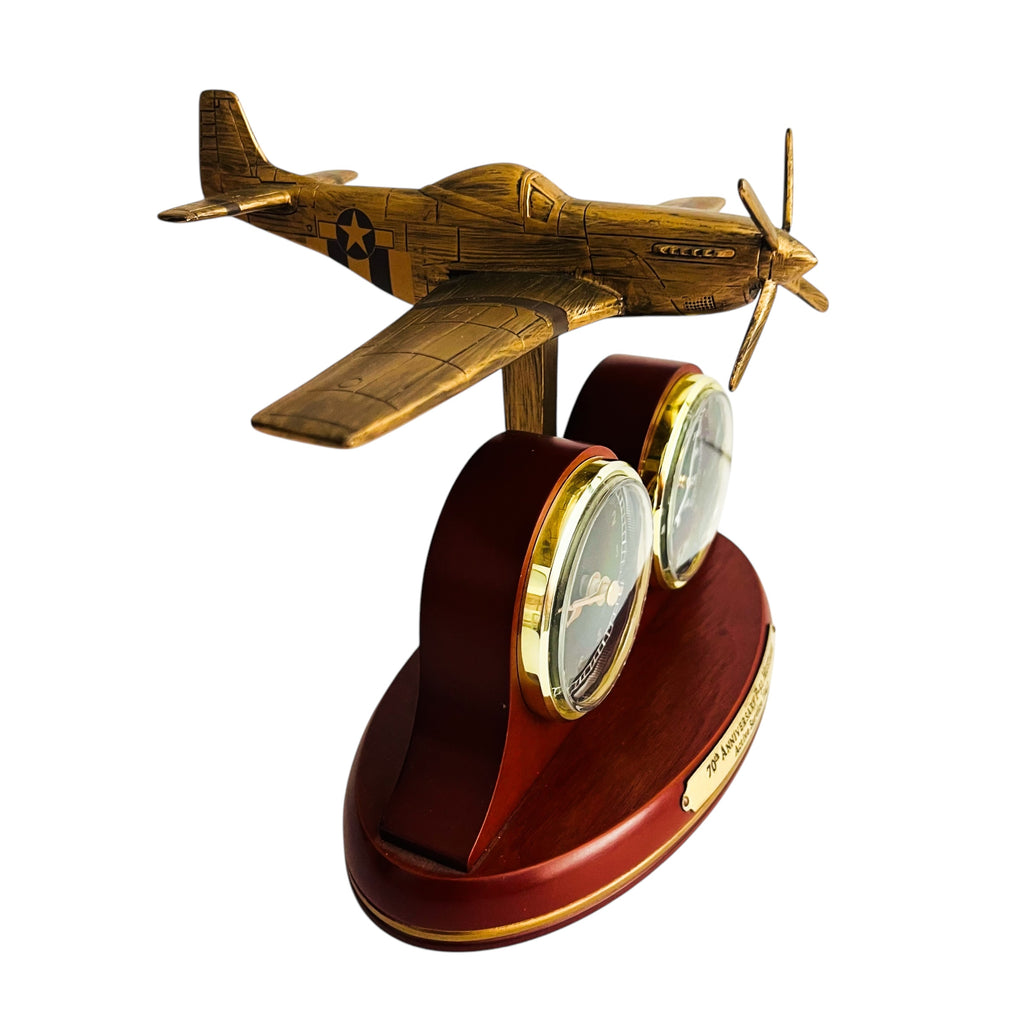Bradford Exchange 70th Anniversary P-51 Mustang Thermometer Clock Display
