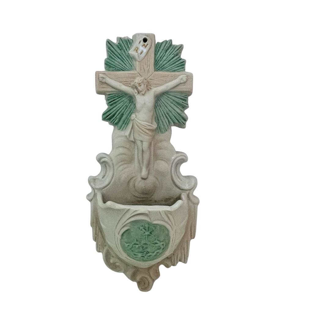 Antique Holy Water Religious Germany Porcelain Wall Mount Font