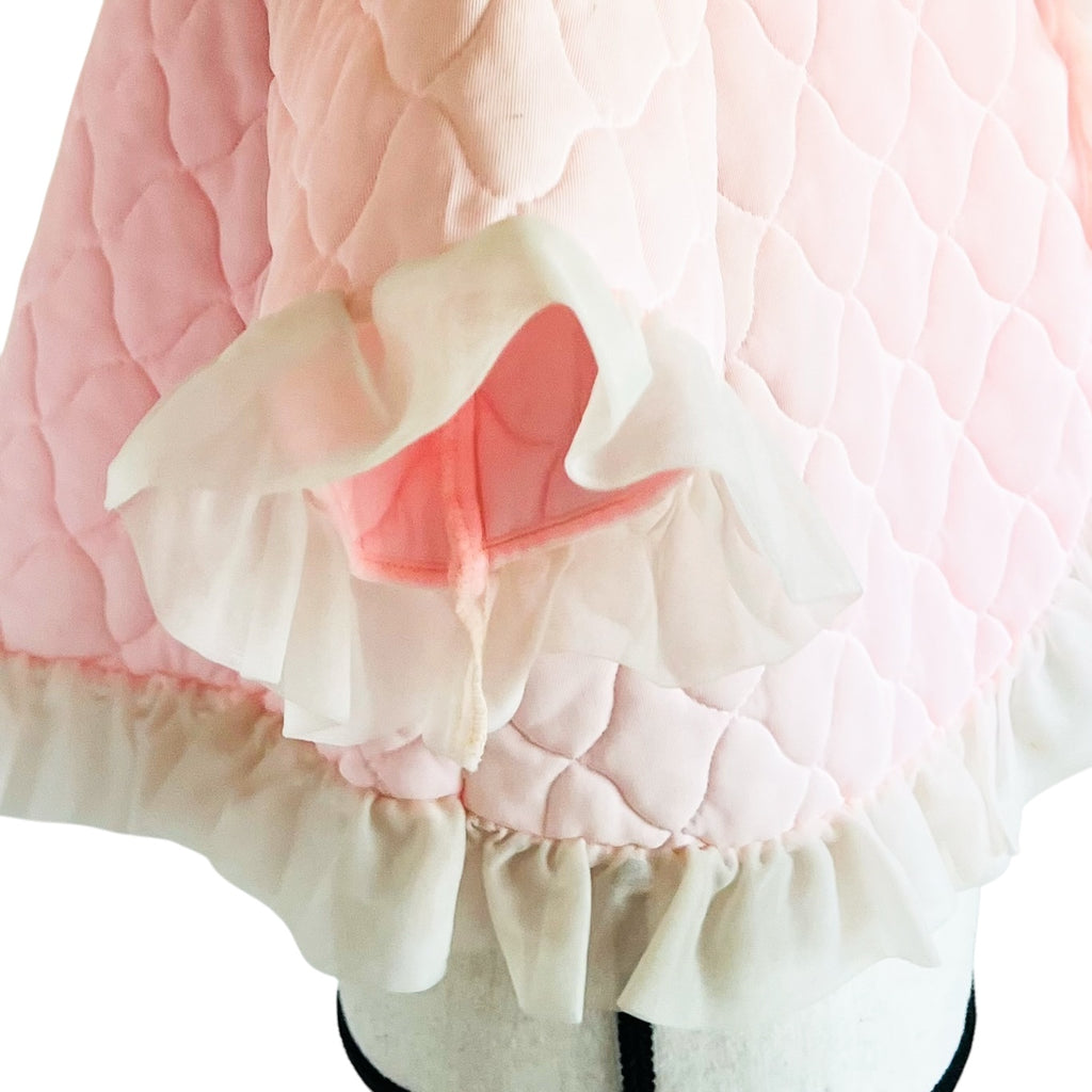 Vintage Quilted Pink Ruffle Trim Bed Jacket