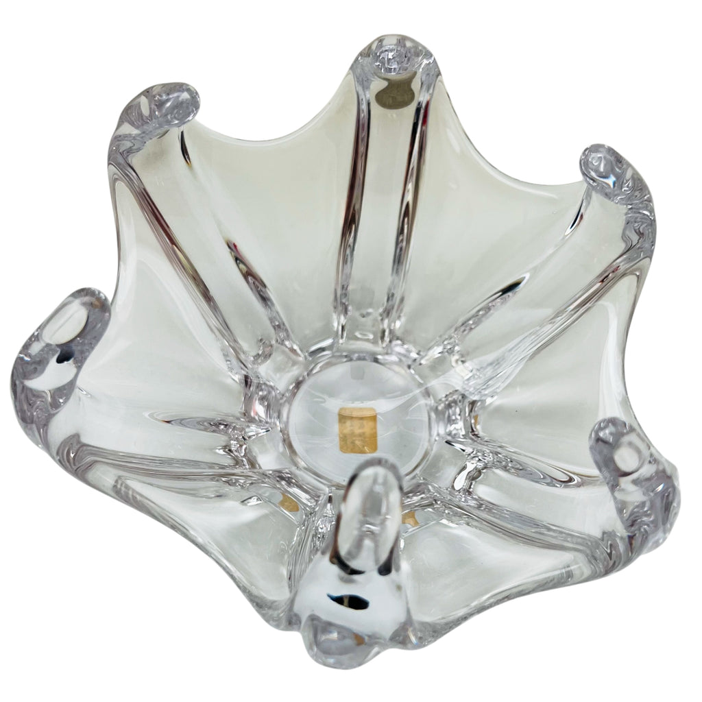 Vintage Mid Century Modern French Crystal Clear Glass Centerpiece Bowl