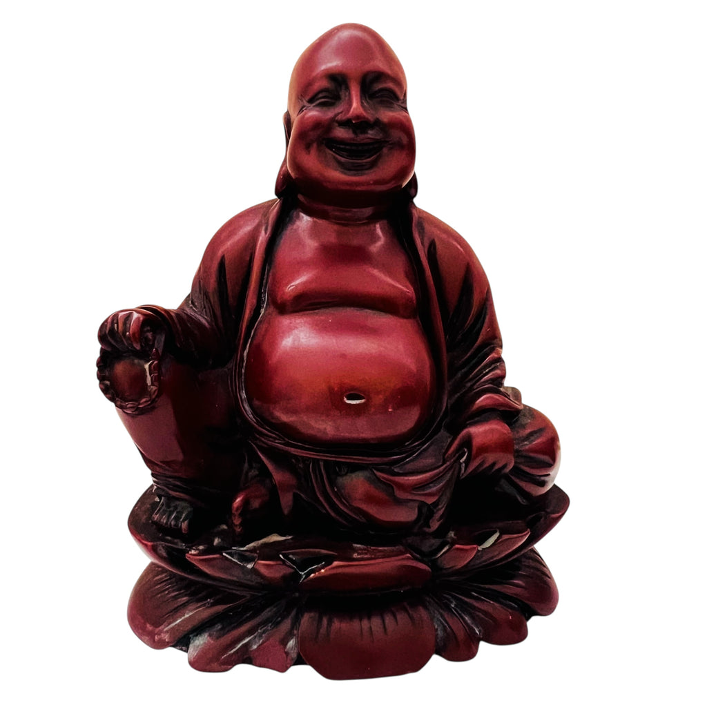 Vintage Soapstone Laughing Buddha Sitting Lotus Statue