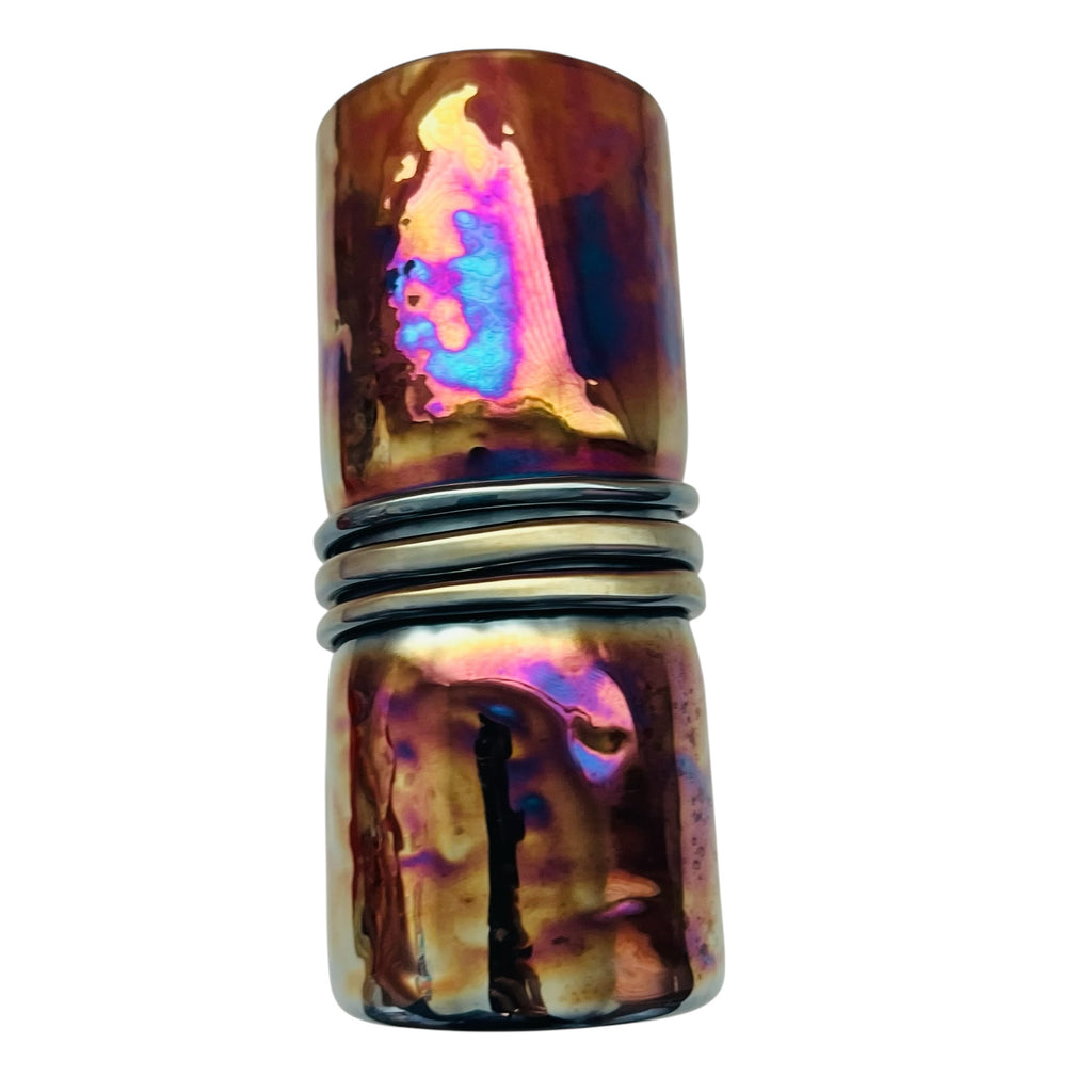 Vintage Esteban Prieto Studio Art Glass Iridescent Coil Snake Tumbler Vase